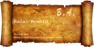 Balai Arnold névjegykártya